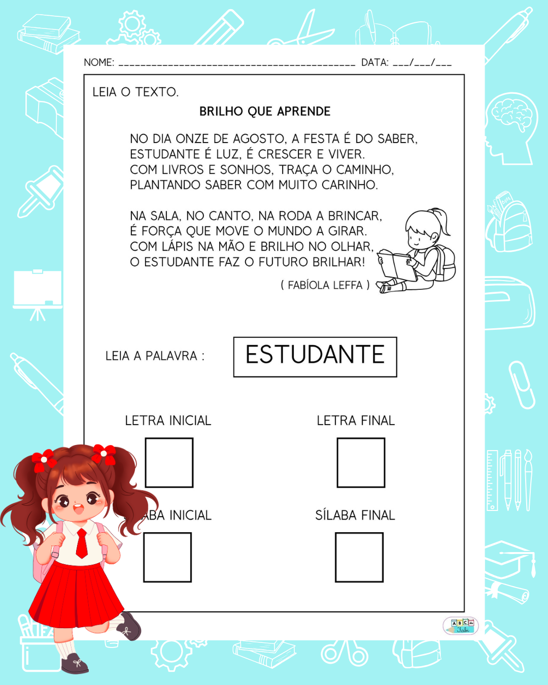DIA DO ESTUDANTE 1º ano – ABC da Fabi – Recursos Pedagógicos para ...