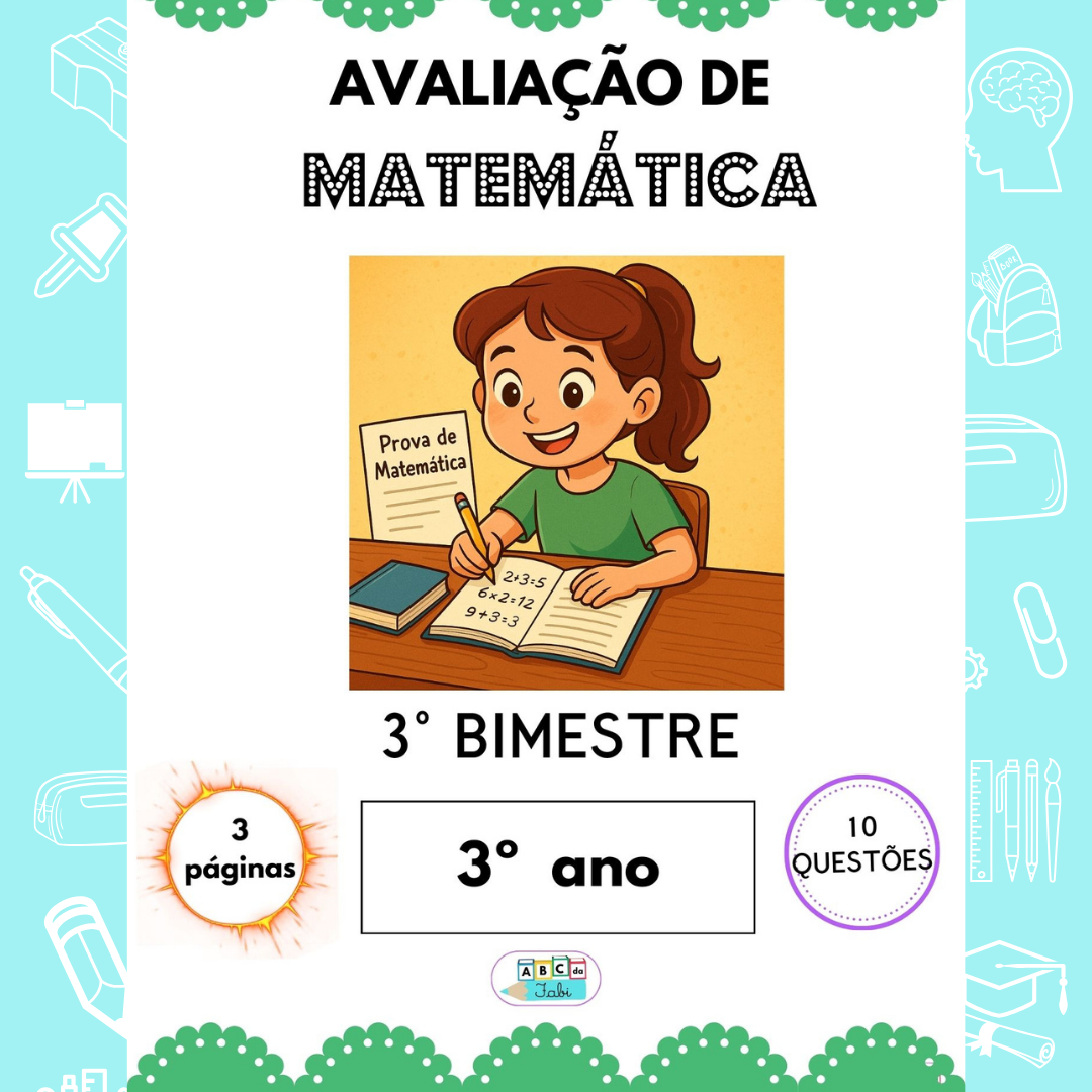 AVALIAÇÃO MATEMÁTICA 3º ano - 3º Bimestre