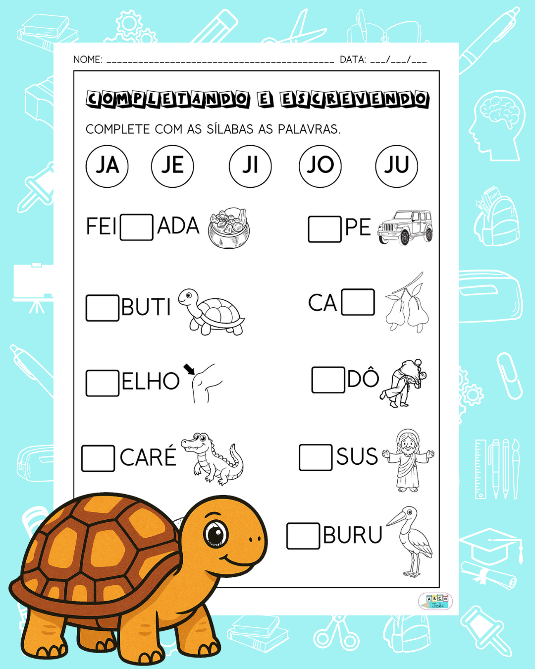 LETRA J – O JABUTI – ABC da Fabi – Recursos Pedagógicos para Encantar e ...
