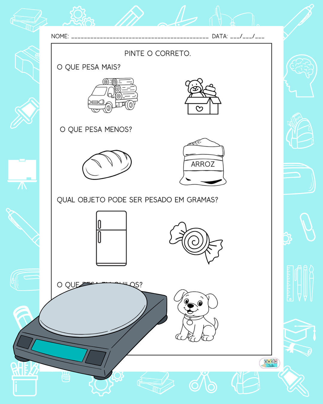 MEDIDAS DE MASSA – 1º ano – ABC da Fabi – Recursos Pedagógicos para ...