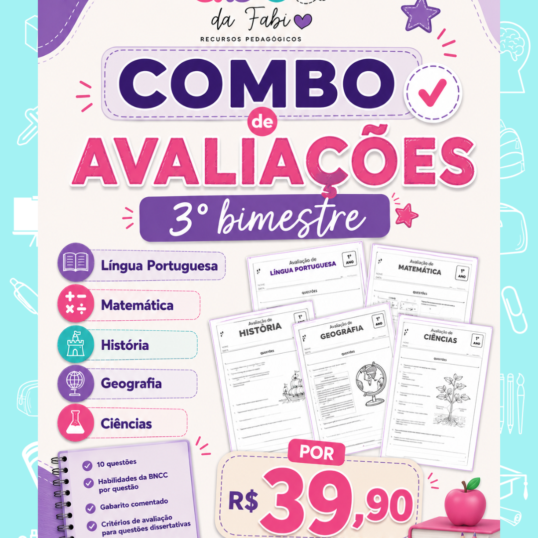 Combo de Provas 1º ano 3º bimestre