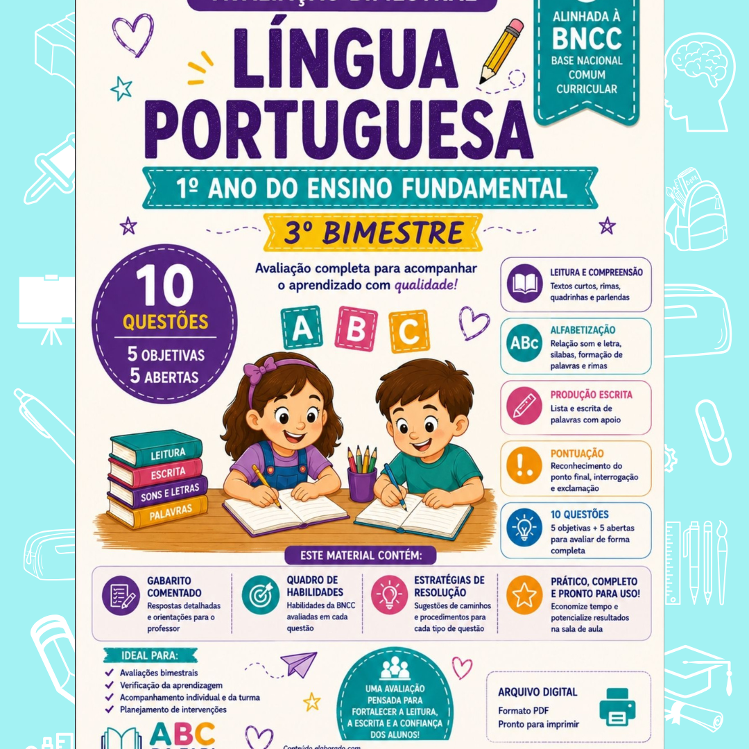 Prova de Língua Portuguesa 1º ano 3º bimestre