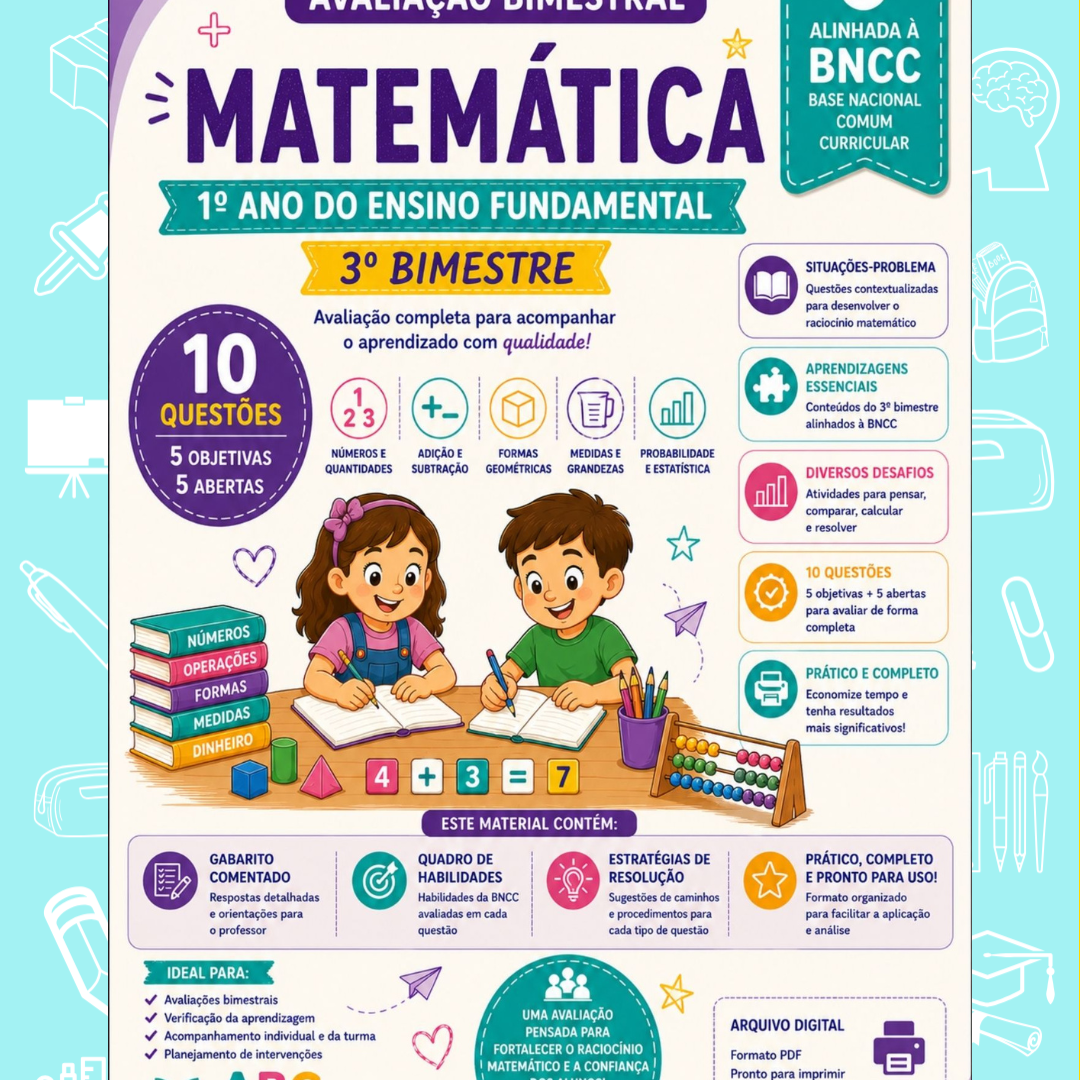 Prova de Matemática 1º ano 3º bimestre