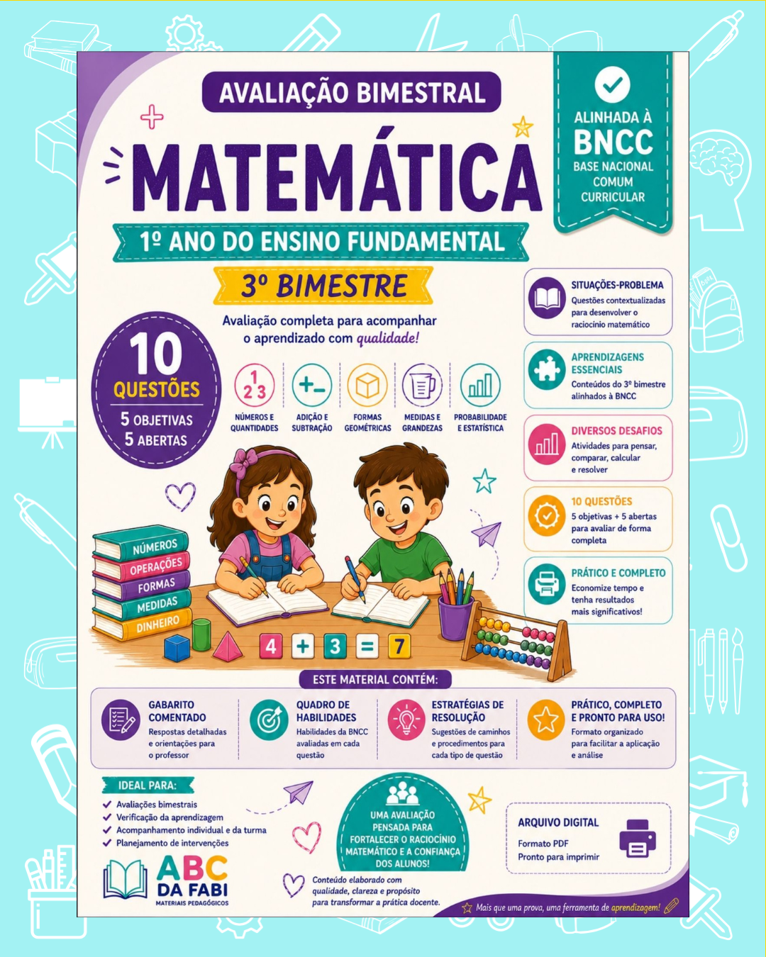 Prova de Matemática 1º ano 3º bimestre